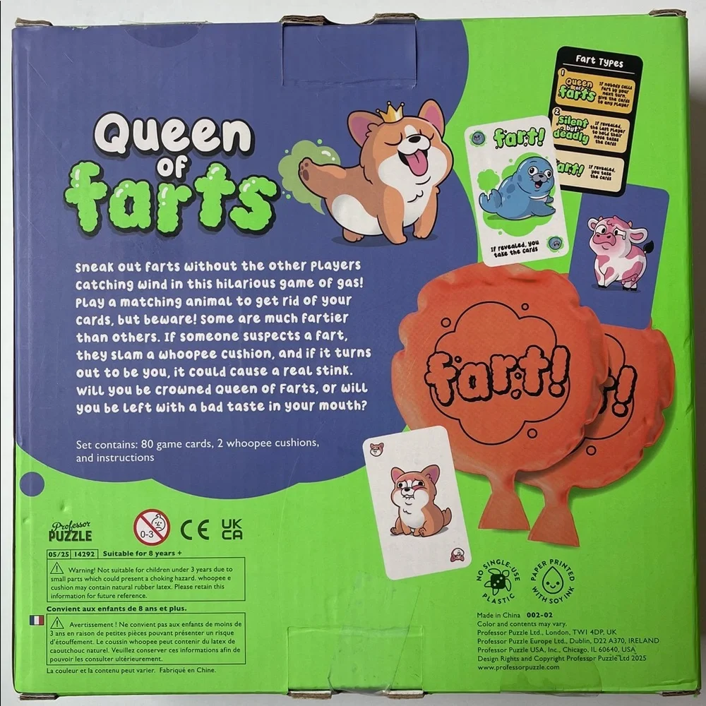 Professor Puzzle Queen of Farts‎ Kids Card Game NEW